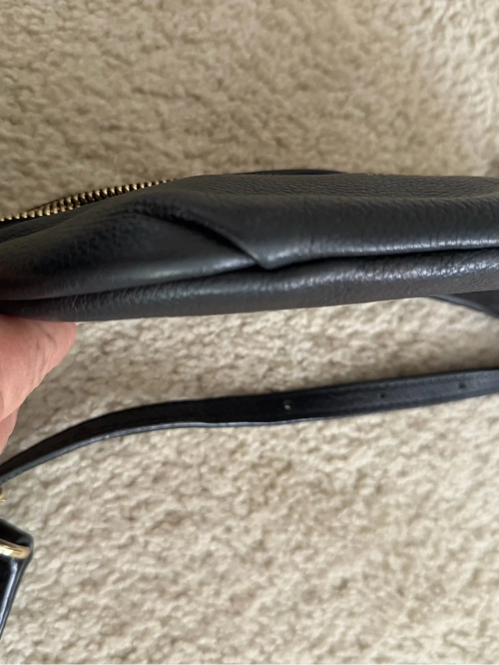kate spade Black Leather Crossbody Belt Bag with Gold Hardware